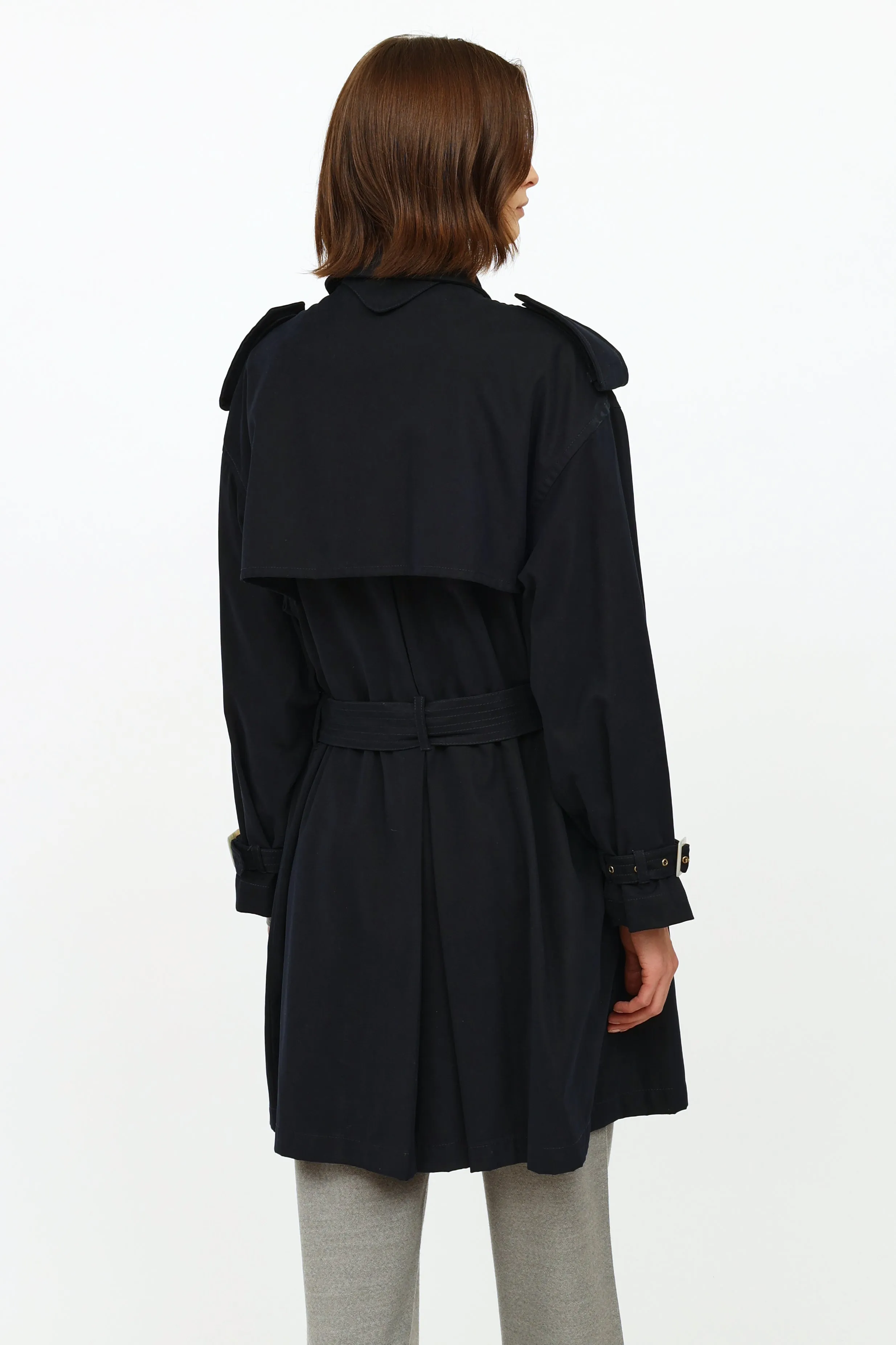 Navy Trench Button Up Coat