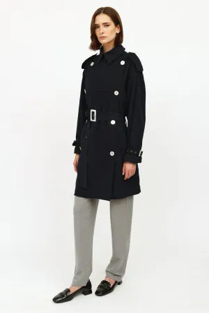 Navy Trench Button Up Coat