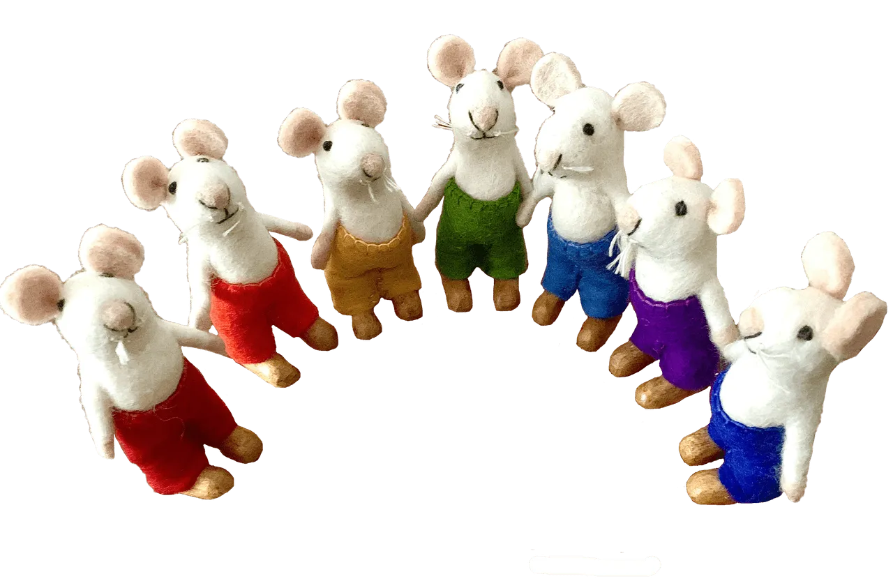 Papoose Flexible Rainbow Mice Set of 7 Pretend & Imaginative Play Toys