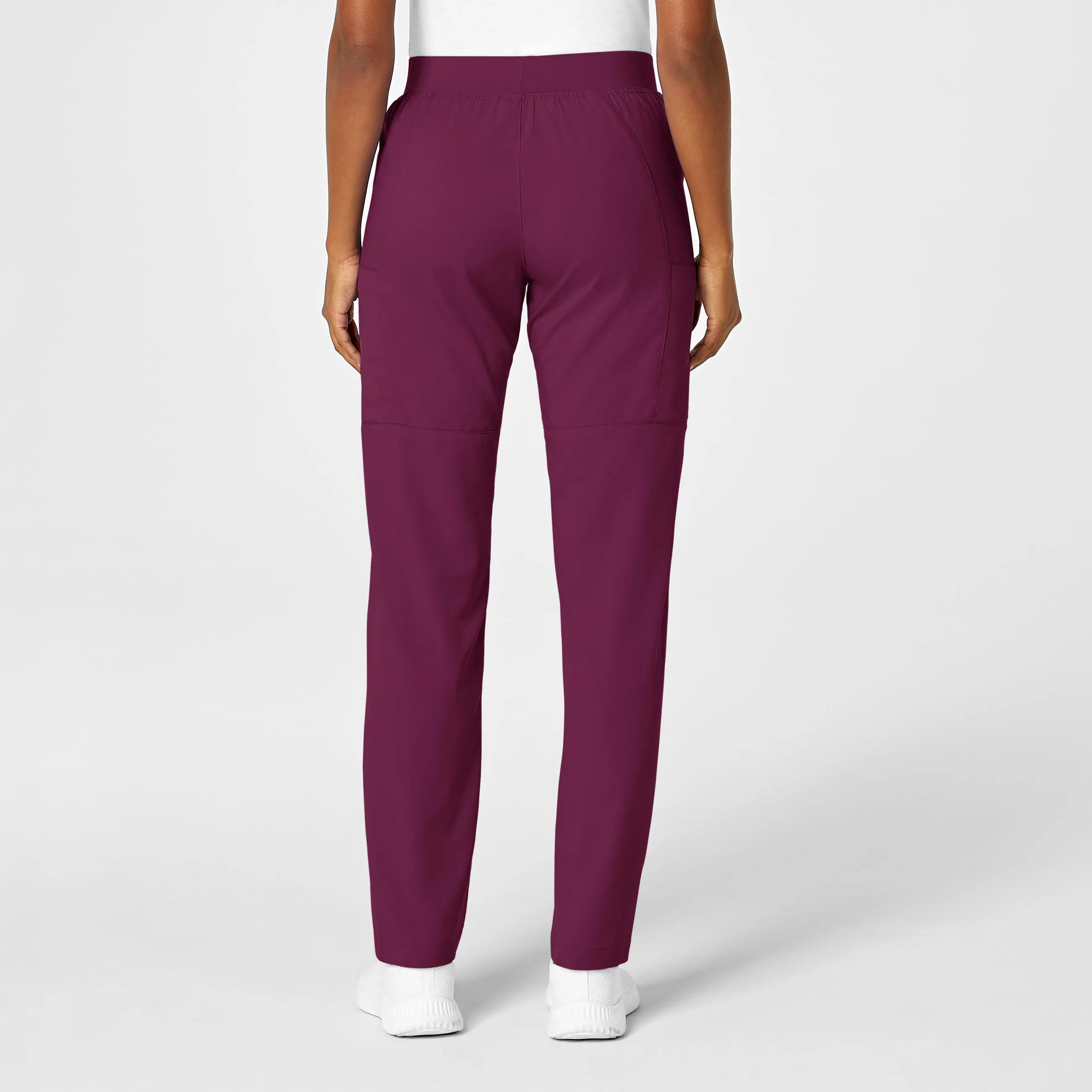 PRO Women's Knit Waist Cargo Scrub Pant - Wine