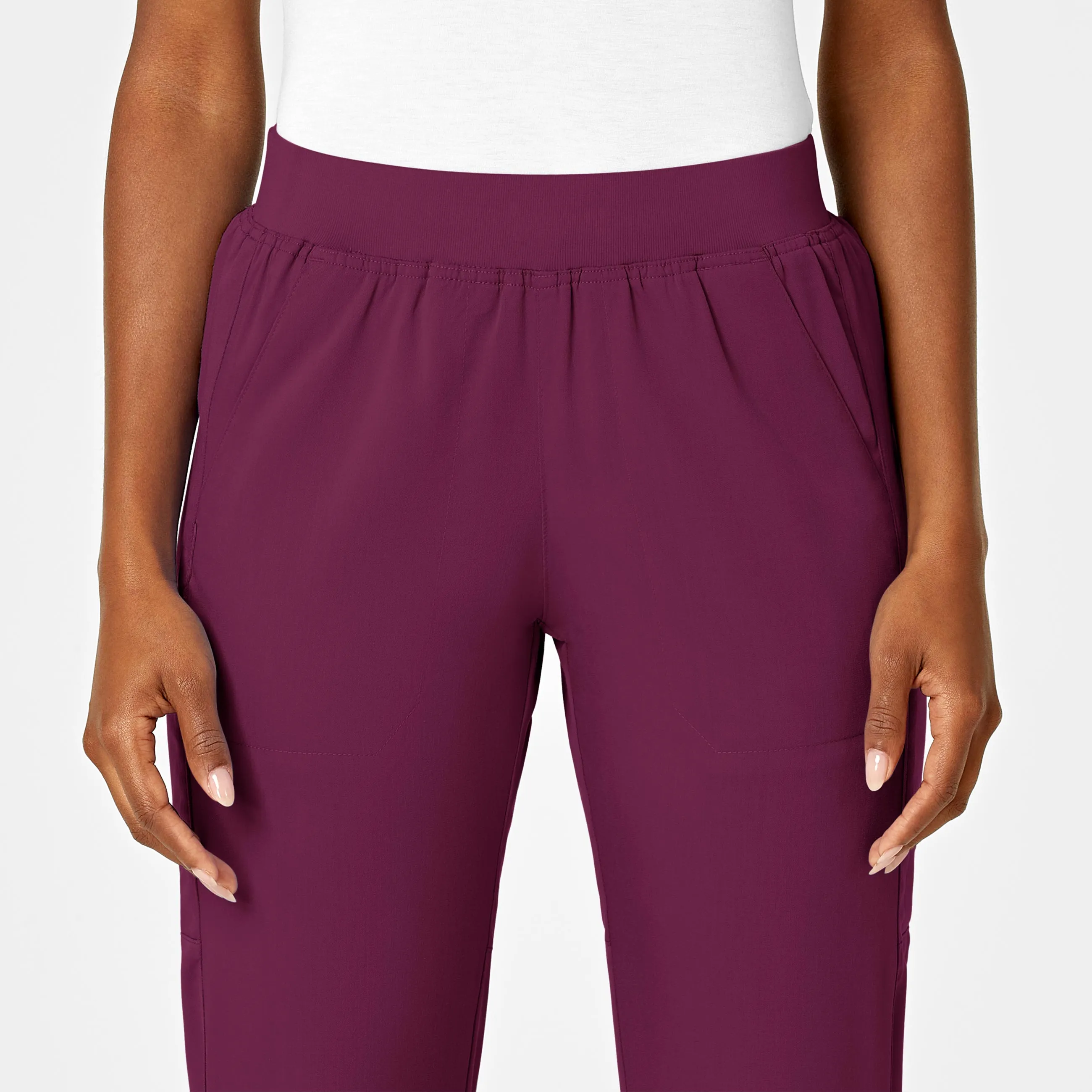 PRO Women's Knit Waist Cargo Scrub Pant - Wine