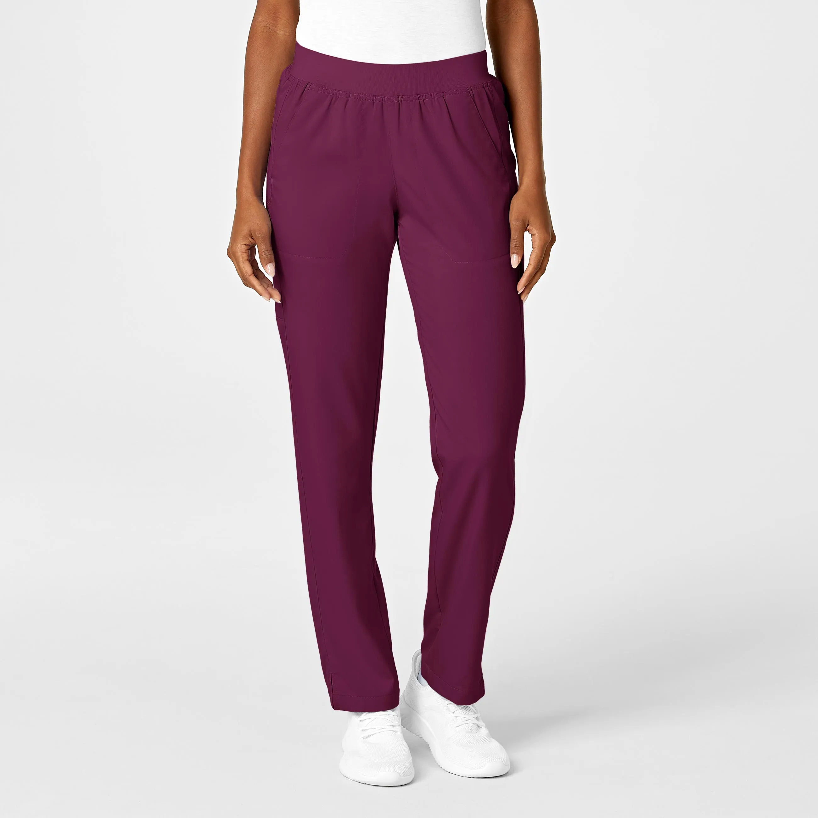 PRO Women's Knit Waist Cargo Scrub Pant - Wine