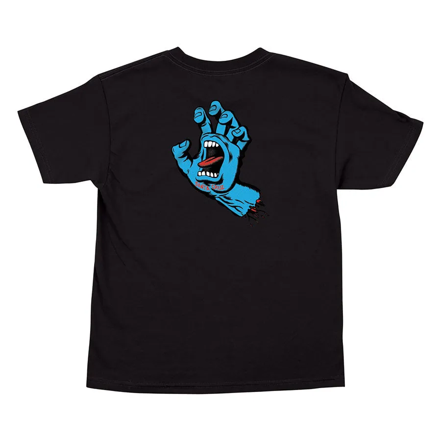 SANTA CRUZ YOUTH T-SHIRT SCREAMING HAND BLACK