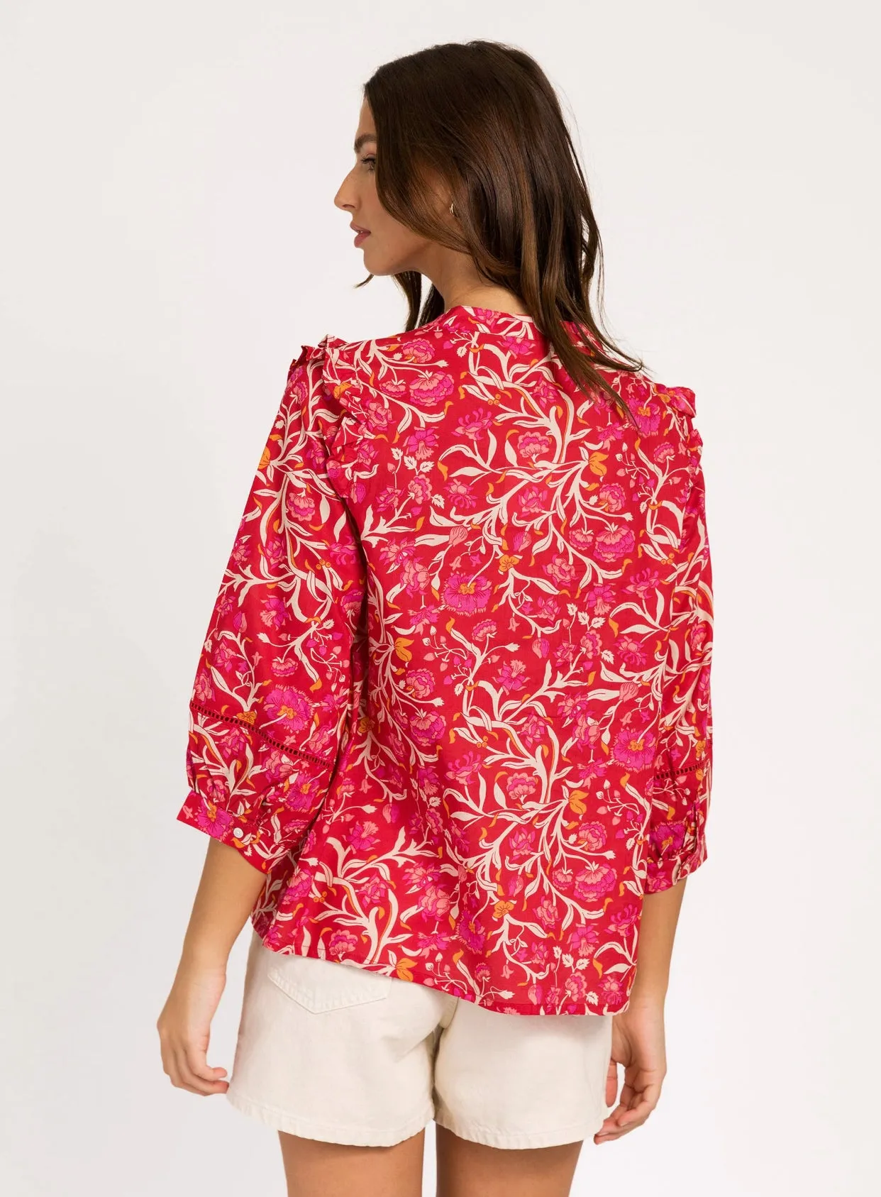 Solena Cotton Blouse: Red