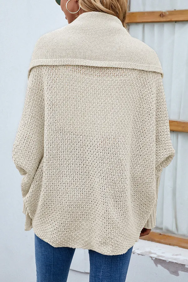 Solid Color Dolman Sleeve Elegant Knitted Cardigan