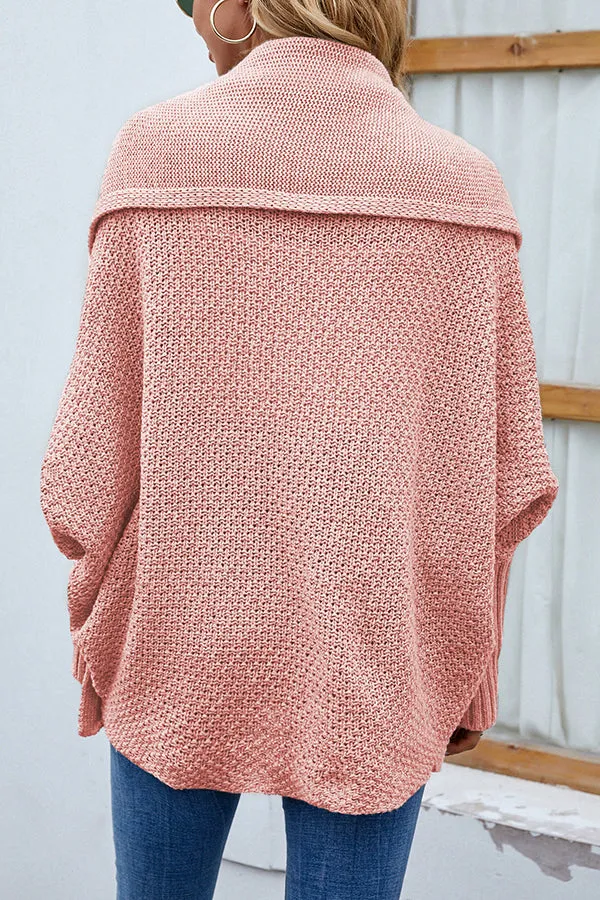 Solid Color Dolman Sleeve Elegant Knitted Cardigan