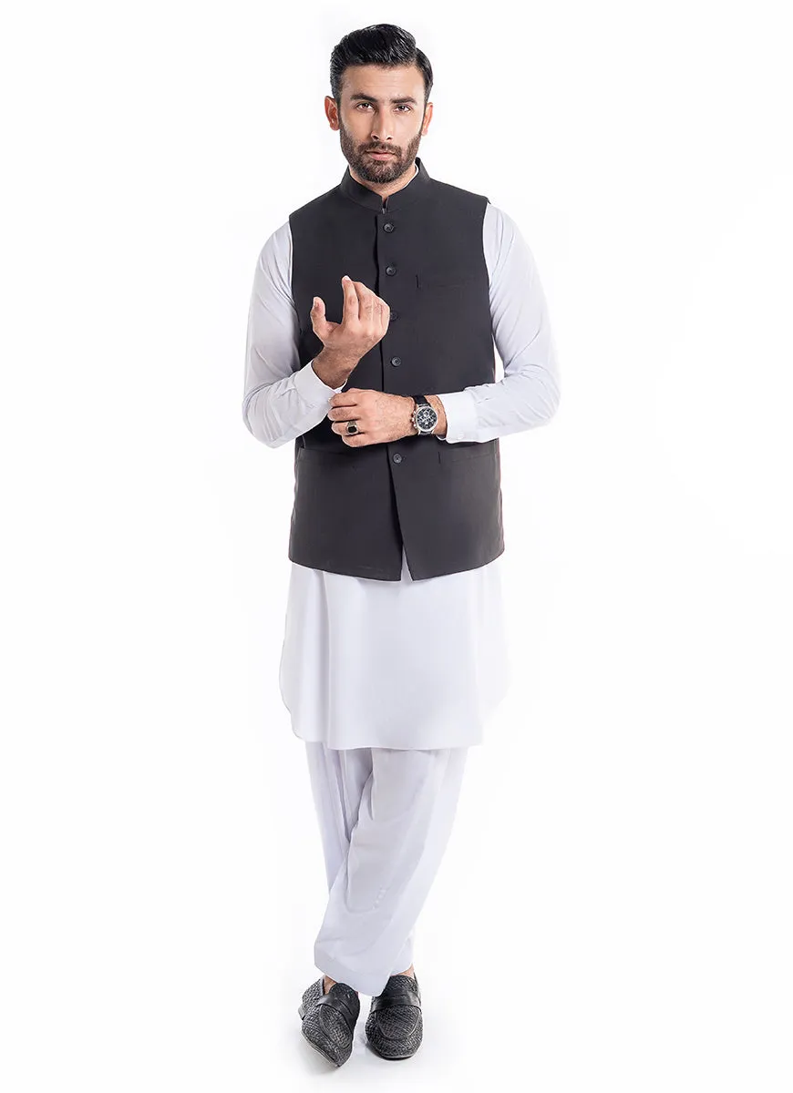 Textured Black, Kashghar Classic Waist Coat