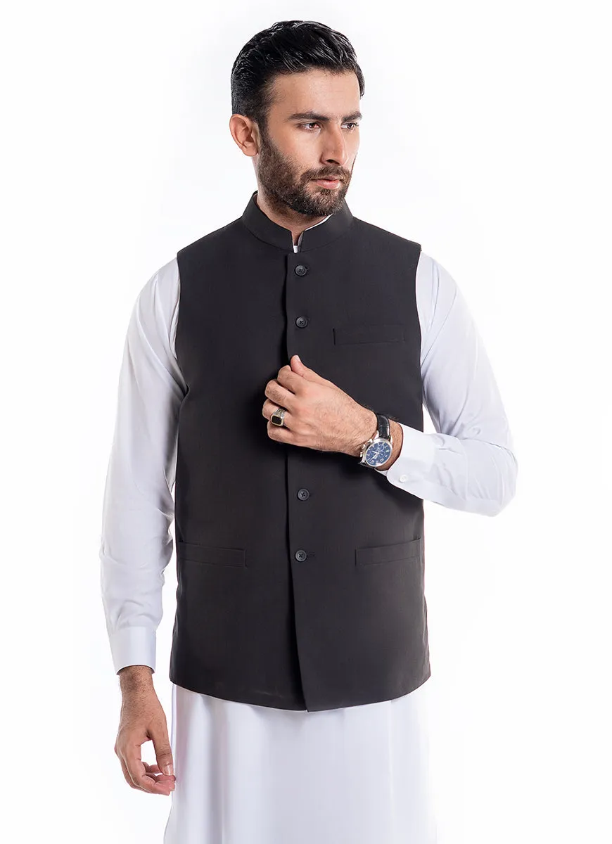 Textured Black, Kashghar Classic Waist Coat