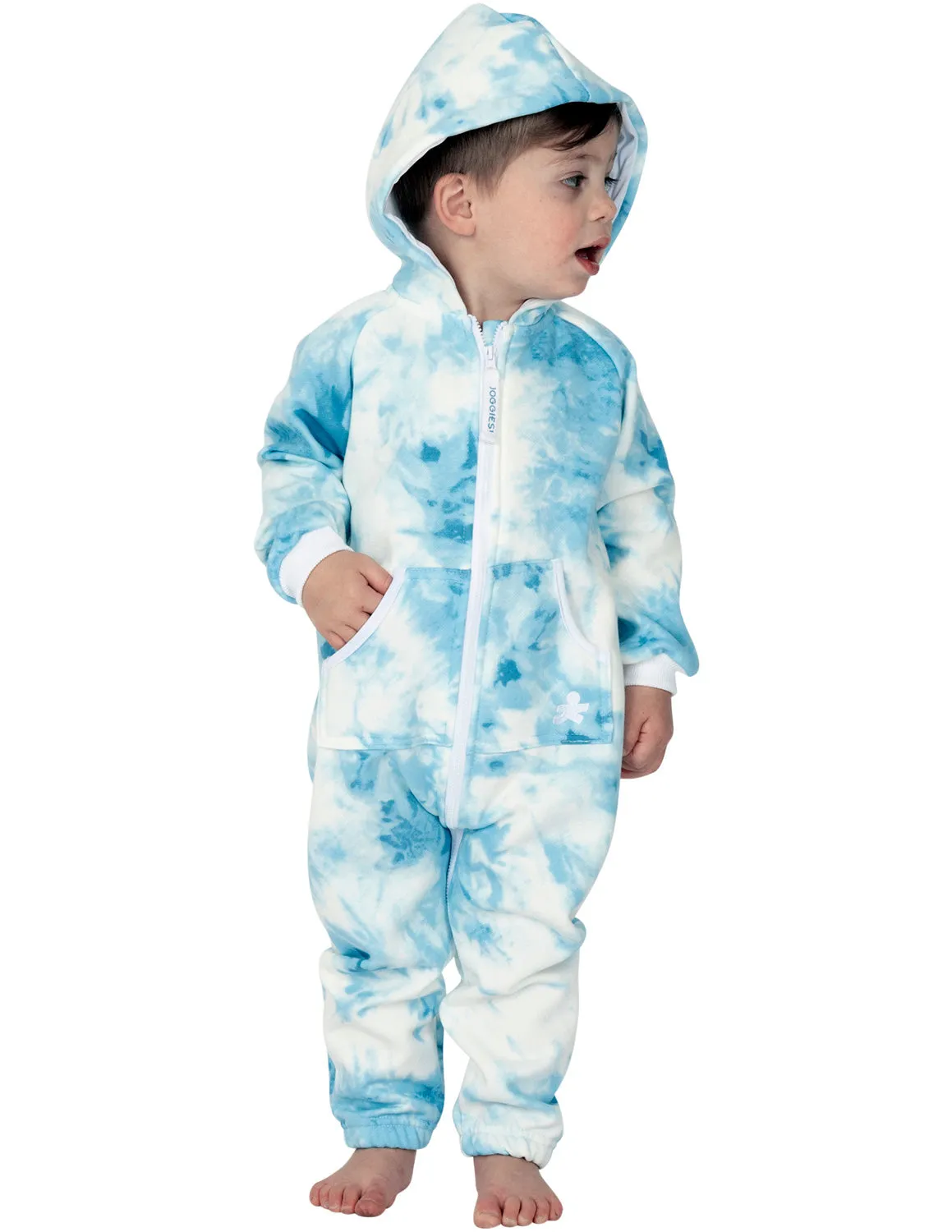 Tie Dye Blue Infant Footless Hoodie Onesie