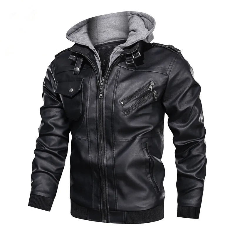 Titan Leather Motorcycle Jacket Hooded