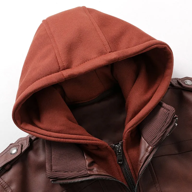 Titan Leather Motorcycle Jacket Hooded