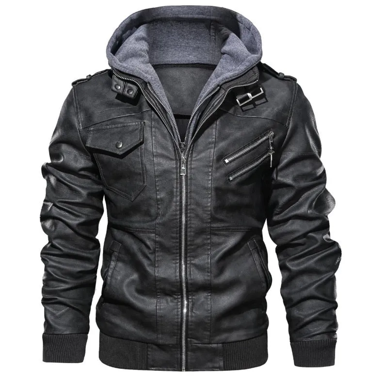 Titan Leather Motorcycle Jacket Hooded