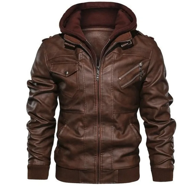 Titan Leather Motorcycle Jacket Hooded