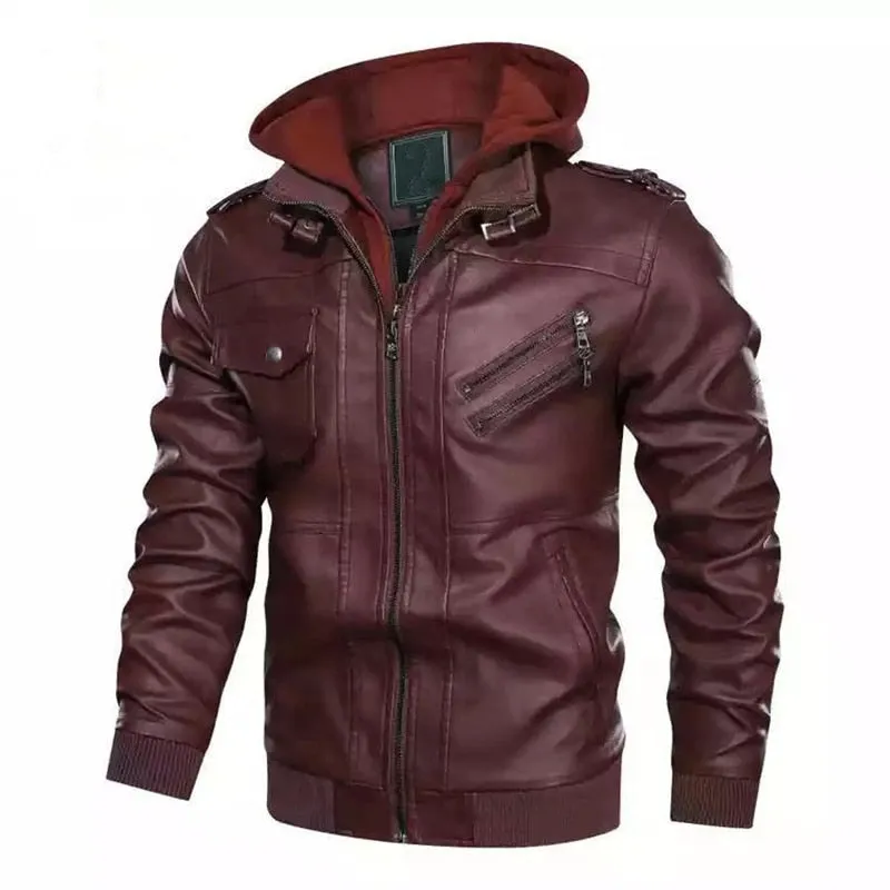 Titan Leather Motorcycle Jacket Hooded