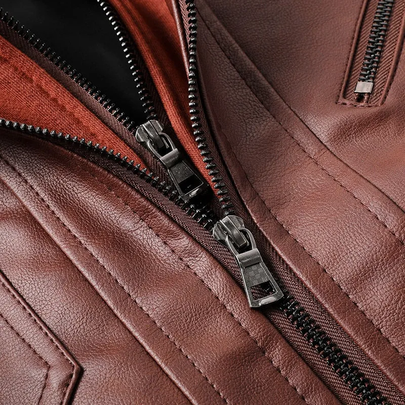 Titan Leather Motorcycle Jacket Hooded