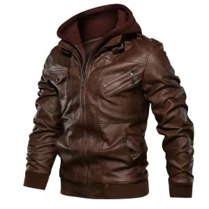 Titan Leather Motorcycle Jacket Hooded