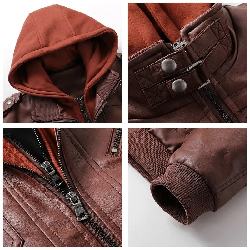 Titan Leather Motorcycle Jacket Hooded