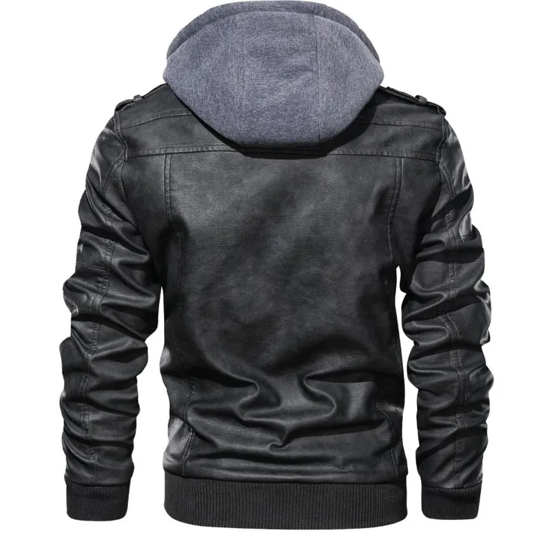 Titan Leather Motorcycle Jacket Hooded