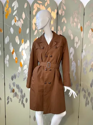 Vintage 1970s Brown Trench Mac Coat, Large