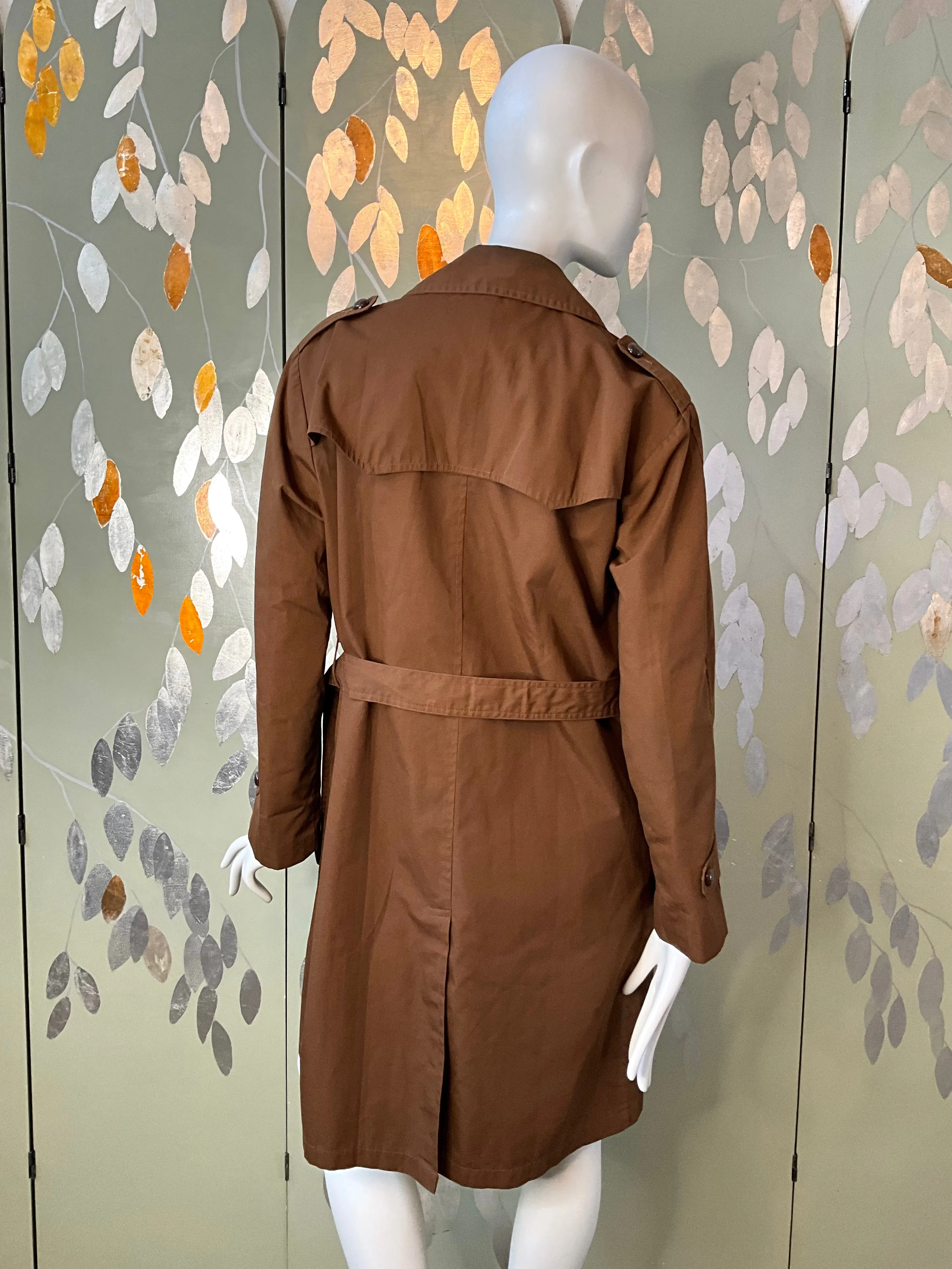 Vintage 1970s Brown Trench Mac Coat, Large