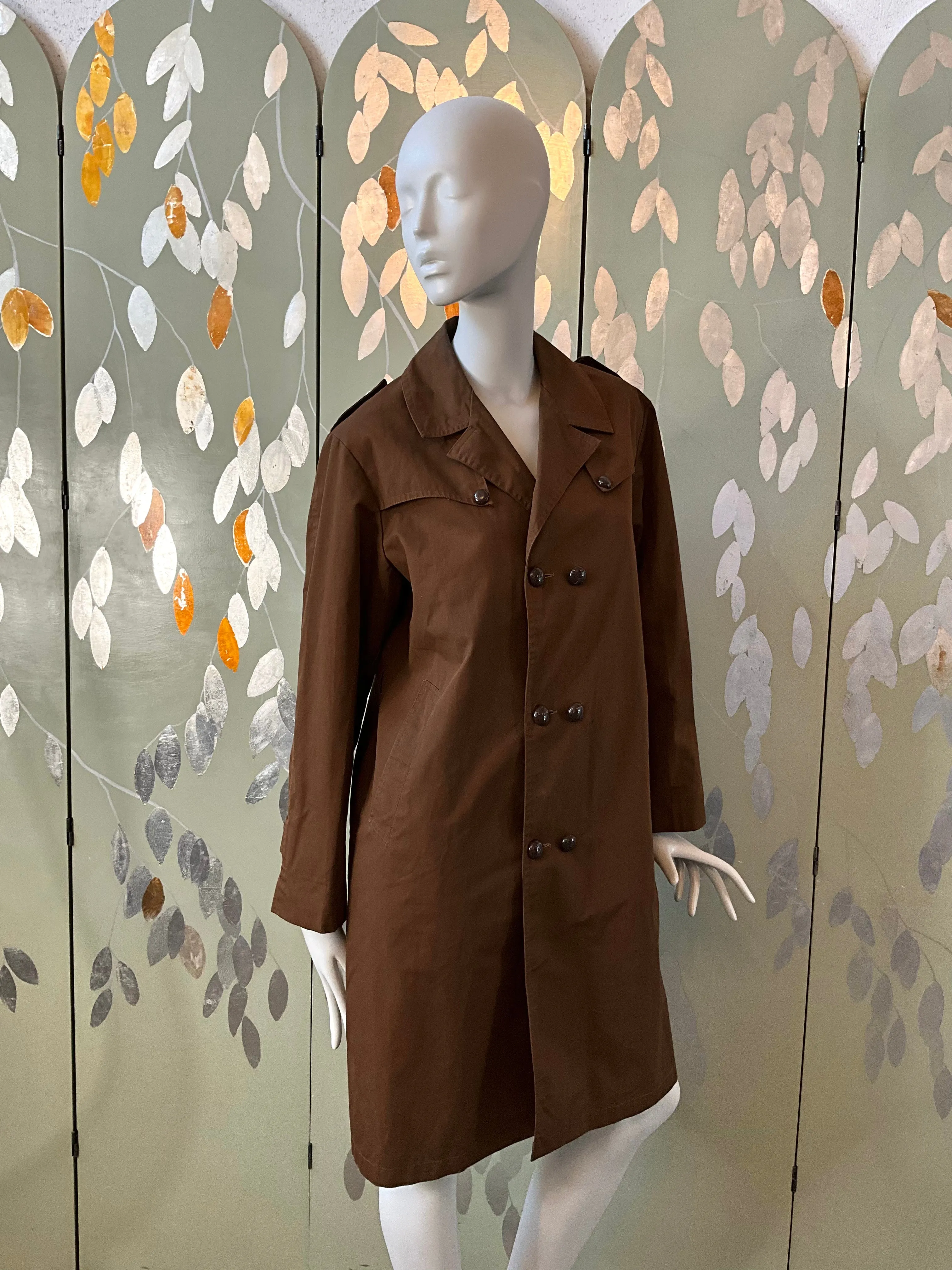 Vintage 1970s Brown Trench Mac Coat, Large