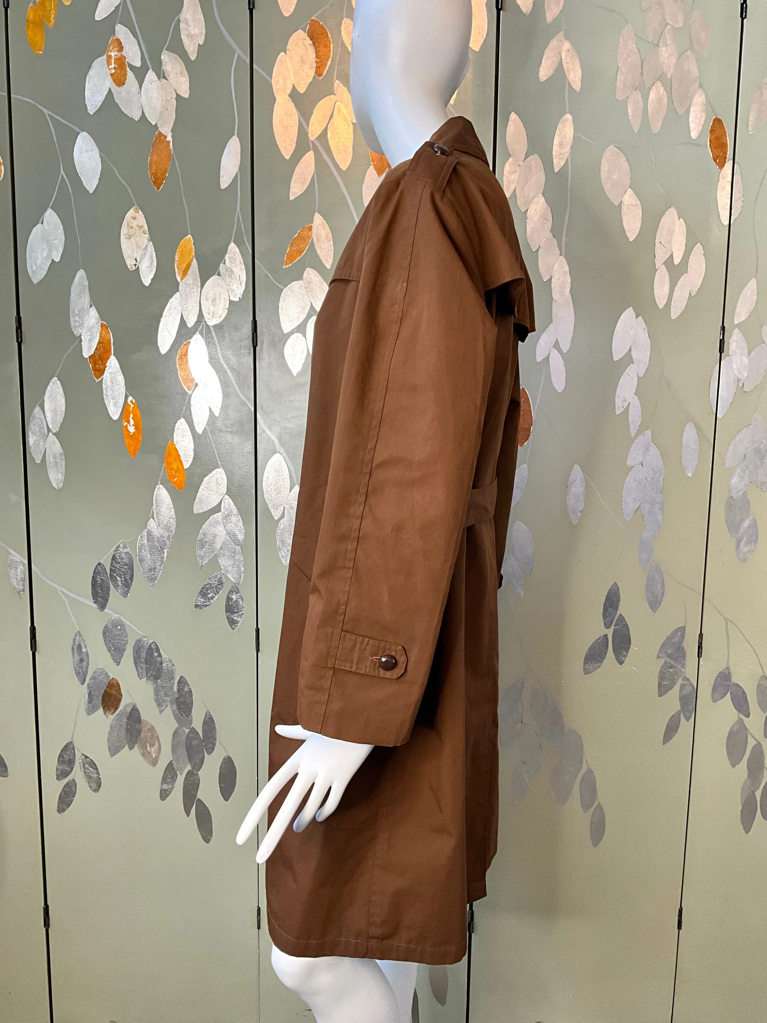 Vintage 1970s Brown Trench Mac Coat, Large