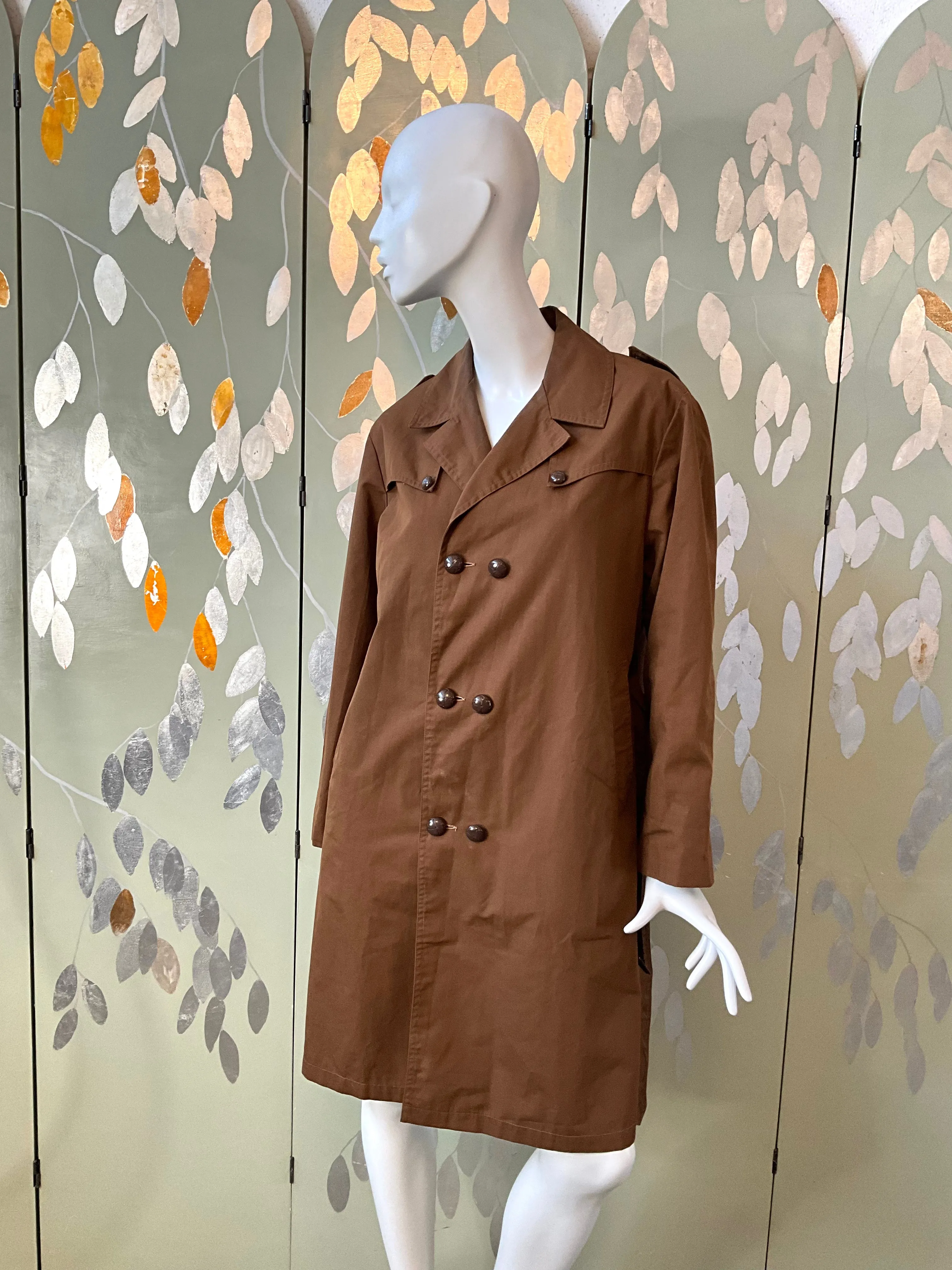 Vintage 1970s Brown Trench Mac Coat, Large