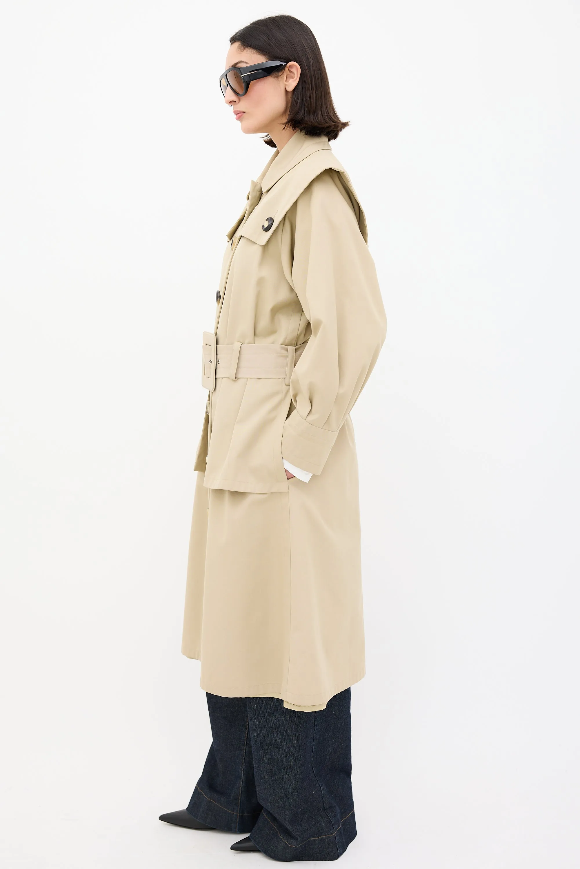 Vintage Beige Belted Trench Coat