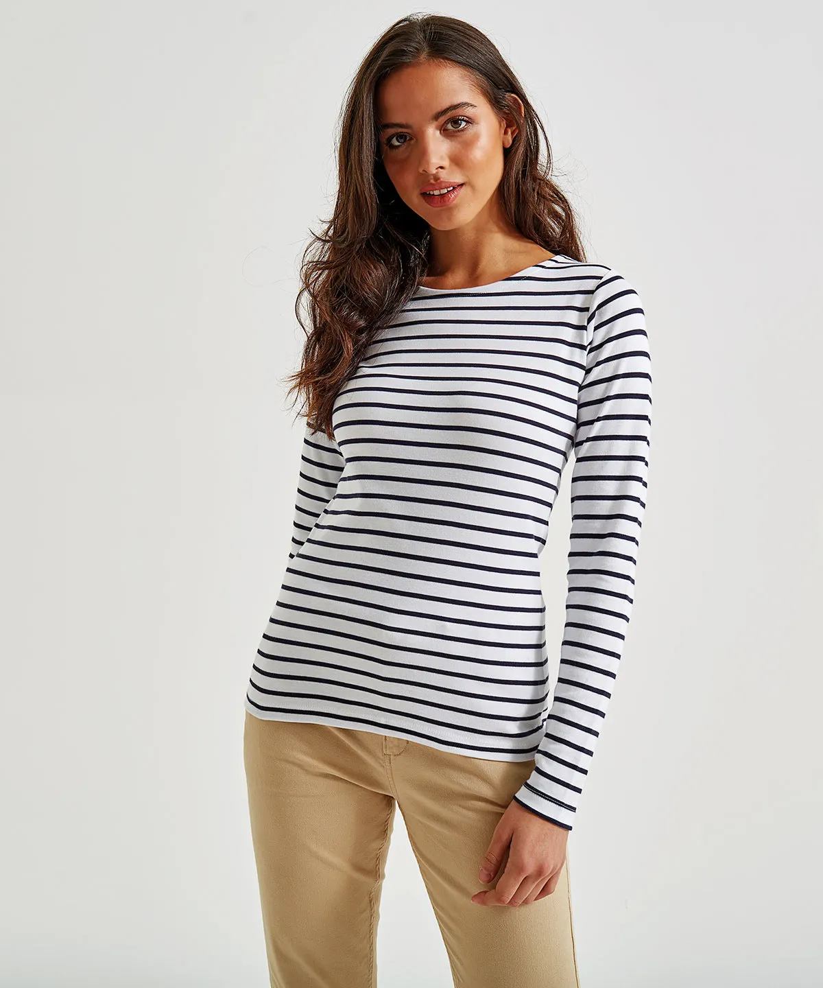 Womens Marinire coastal long sleeve tee | White/Navy