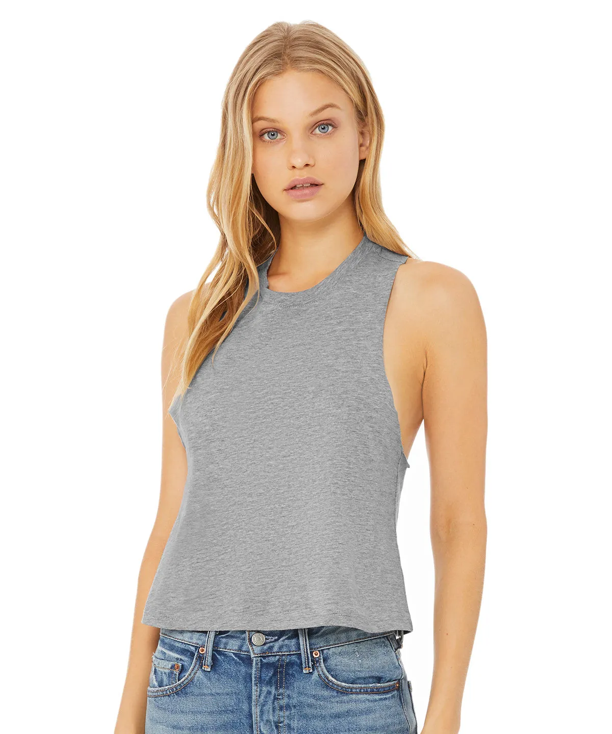 Womens racerback cropped tank | Heather French Vanilla