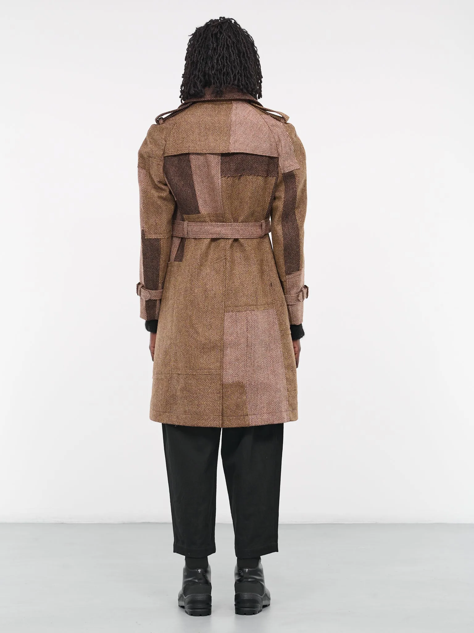 Woven Patch Trench Coat (WL-C001-051-BROWN-BEIGE)