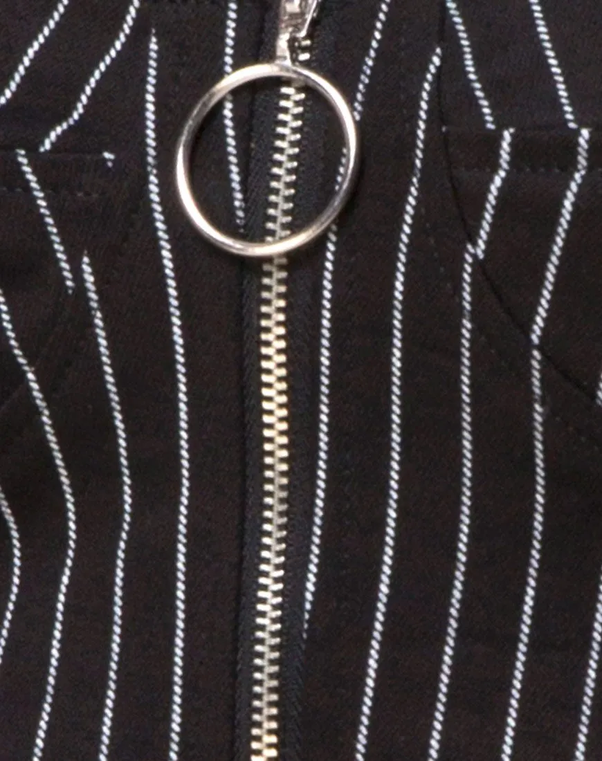 Zipshi Top in Pinstripe Black